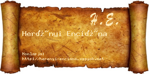 Herényi Enciána névjegykártya